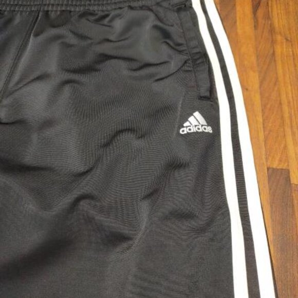 Adidas Black With White Stripe Joggers Workout Pants Side Leg Button Men's Large - Picture 5 of 12